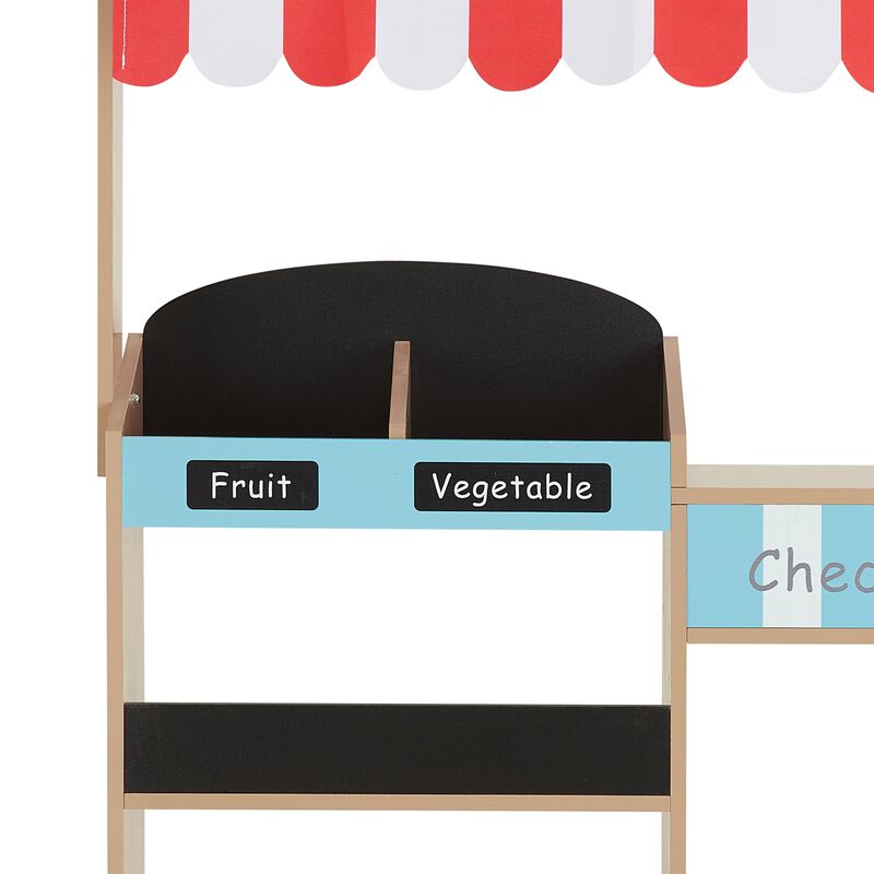 Teamson Kids My Little Helper Market Stand Playset with Awning and Produce Stand, Multicolor image number 4