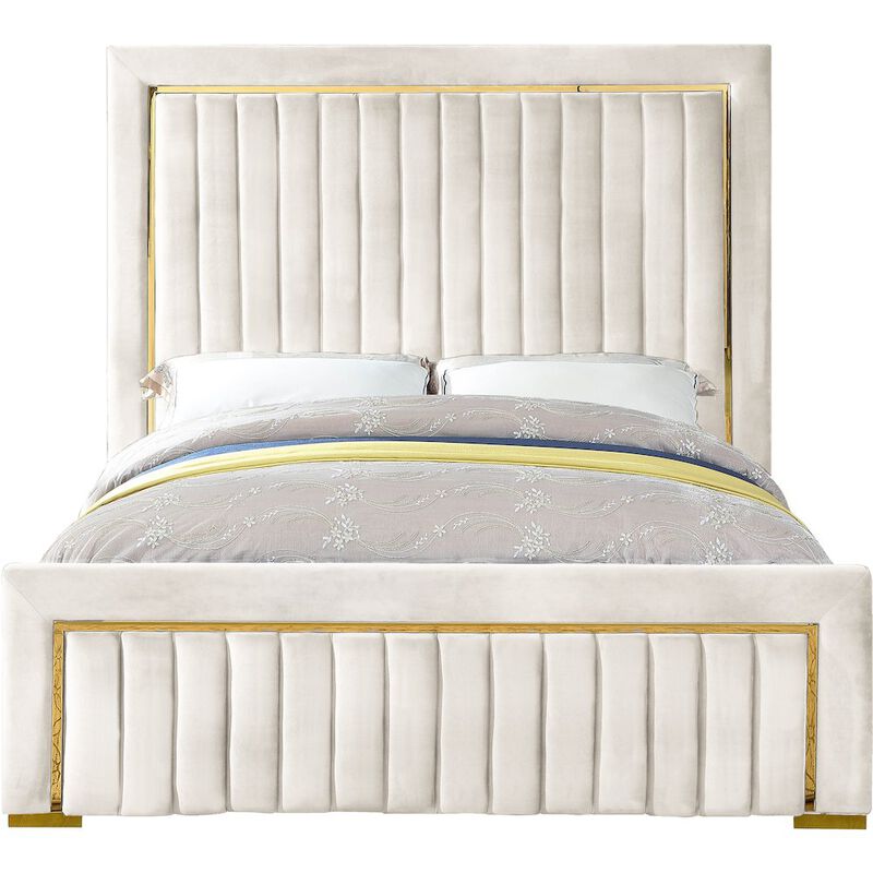 Meridian Furniture Dolce Cream Velvet King Bed