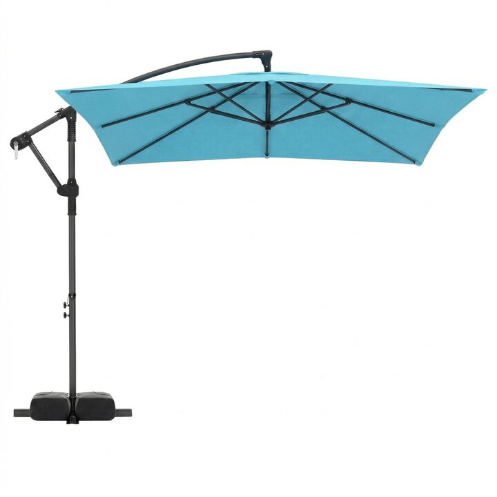 8 x 8 FT Offset Cantilever Patio Umbrella Square Hanging Outdoor Market Umbrella with 360&deg;Rotation
