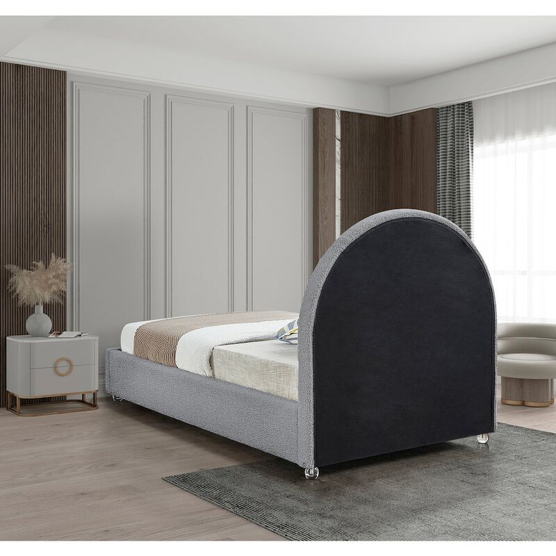 Meridian Furniture Milo Grey Fabric Twin Bed