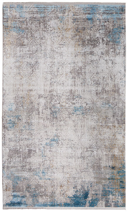 HomeRoots Abstract Power Loom Area Rug With Fringe