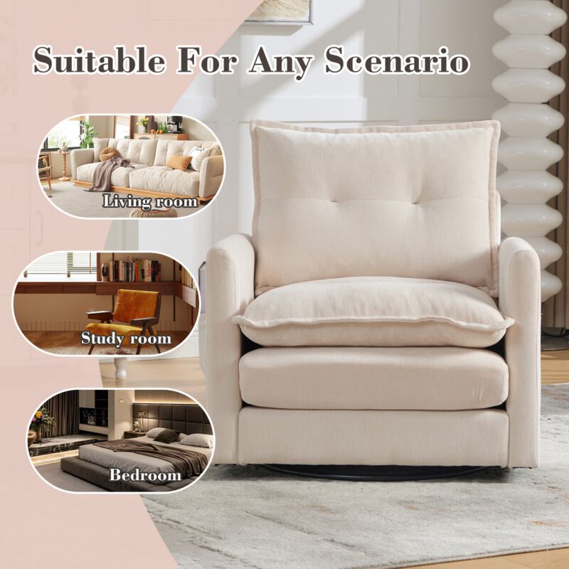 Secra Modern Chenille Swivel Accent Chair image number 3