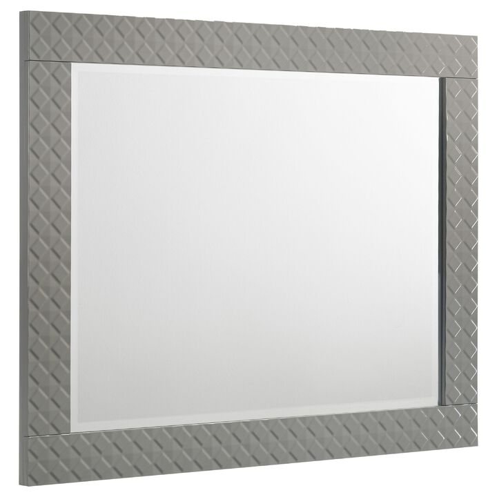 Ivon Dresser Mirror, Gray High Gloss Finish, Rectangular 37 Inch