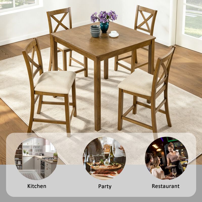 Wipnaf 5‑Piece Square Counter‑Height Dining Table Set image number 3
