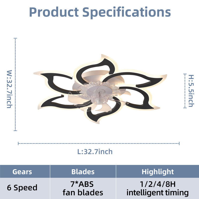ELEMENT ACE Modern Ceiling Fan with Remote Control, 6 Speed Settings and Adjustable Lighting image number 2