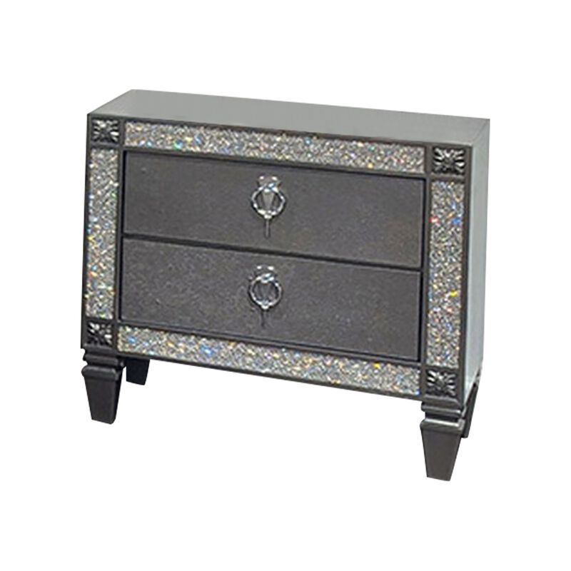 Queen Bedroom Set, Gray, Nickel Wood, 2 Piece Set with Nightstand image number 5