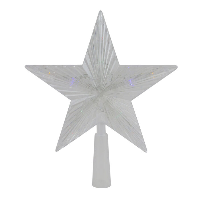 8" Pre-Lit Clear Crystal Star Christmas Tree Topper - Multicolor LED Lights