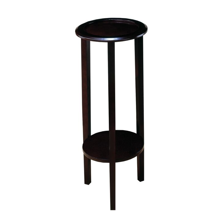 Elegant Plant Stand With Round Top, Brown - Benzara