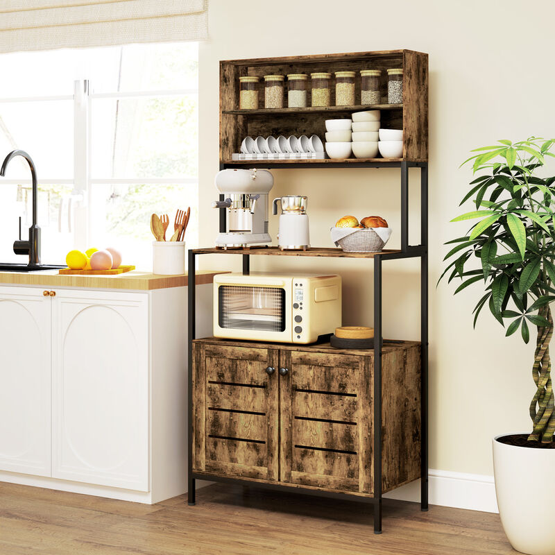 Hivvago Microwave Stand and Baker&rsquo;s Rack with Storage and Power image number 1