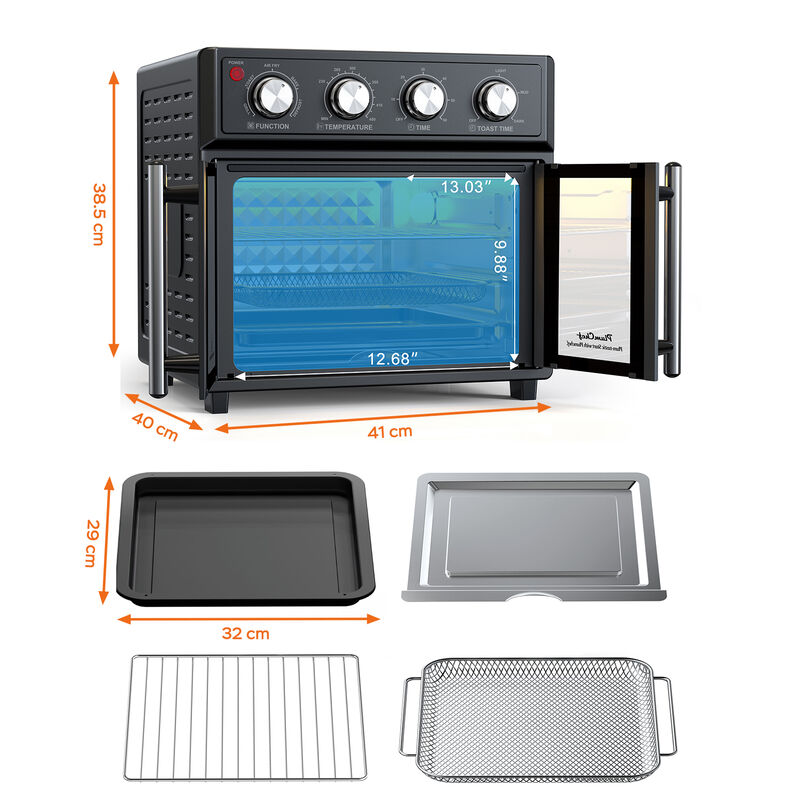 Stainless Steel 26 QT French Double-Door Air Fryer Convection Toaster Oven With 7-in-1 Multi-Function image number 7