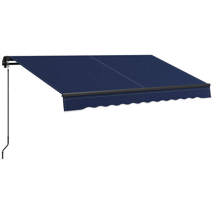 Outsunny 10' x 8' Retractable Awning, Patio Awning Sunshade Shelter with Manual Crank Handle, 280gsm UV Resistant Fabric and Aluminum Frame for Deck, Balcony, Yard, Blue