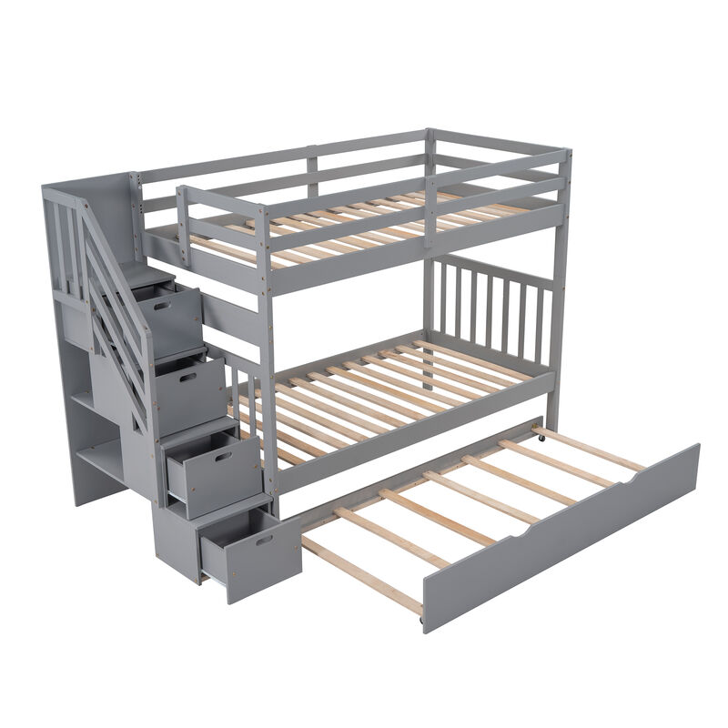 Merax Full Bunk Bed with Twin Size Trundle