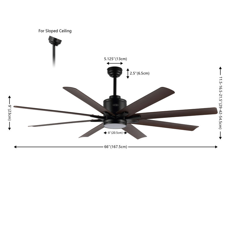 Octo Contemporary Industrial Iron/Plastic Ceiling Fan with Integrated LED Light