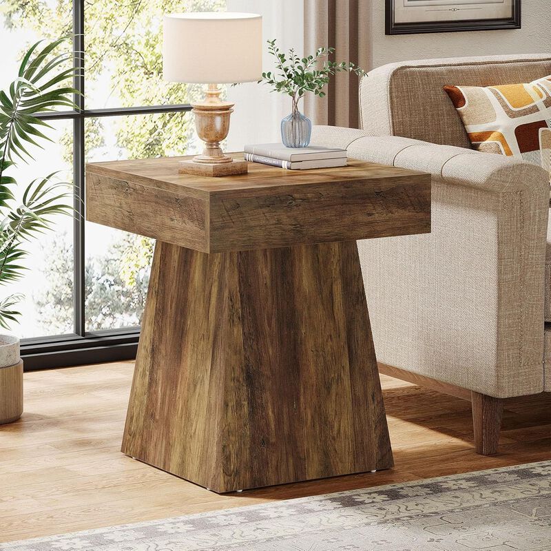 Small Square Side Table Nightstand with Wide Base for Bedroom & Living Room image number 4