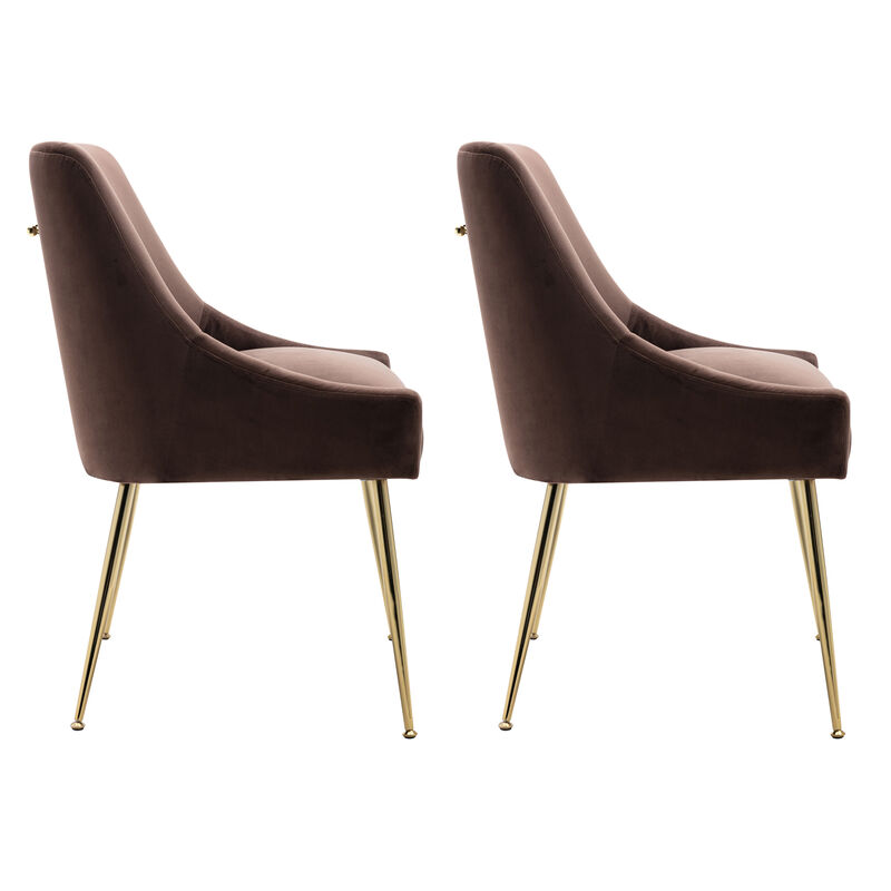 WestinTrends Upholstered Velvet Accent Chair With Metal Leg (Set of 2)