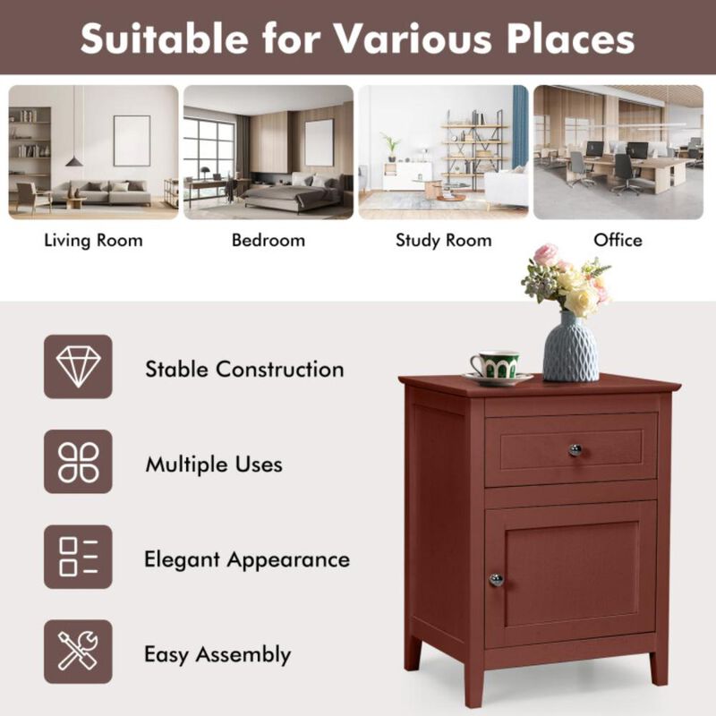 Hivvago 2-Tier Accent Table with Spacious Tabletop