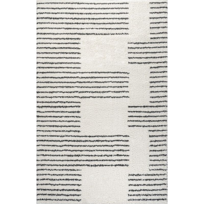 Petra Abstract Stripe Geometric Shag Area Rug