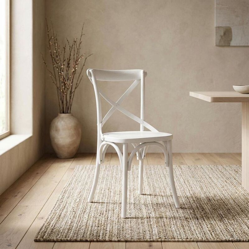 Solid Wood Dining Side Chair with Cushioned Seat for Dining Room, White image number 6