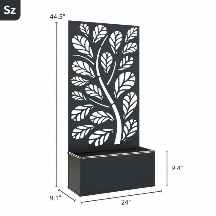 WOW PIONEER Freestanding or Wall Mounted Metal Raised Garden Bed with Trellis for Climbing Plants, For Gardens, Patios, Balconies