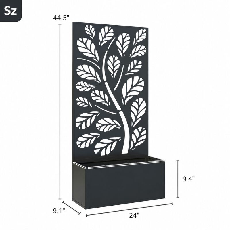 WOW PIONEER Freestanding or Wall Mounted Metal Raised Garden Bed with Trellis for Climbing Plants, For Gardens, Patios, Balconies image number 1