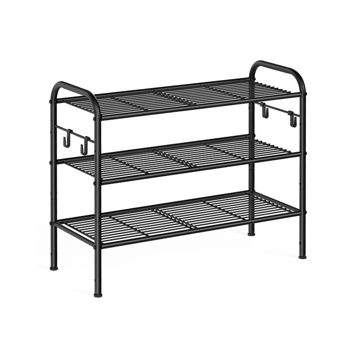 3-Tier Metal Shoe Rack - Sturdy Organizer for Entryway and Closet Storage