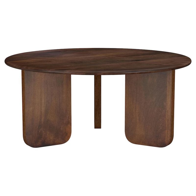Coaster Dale Round Solid Mango Wood Coffee Table Brown