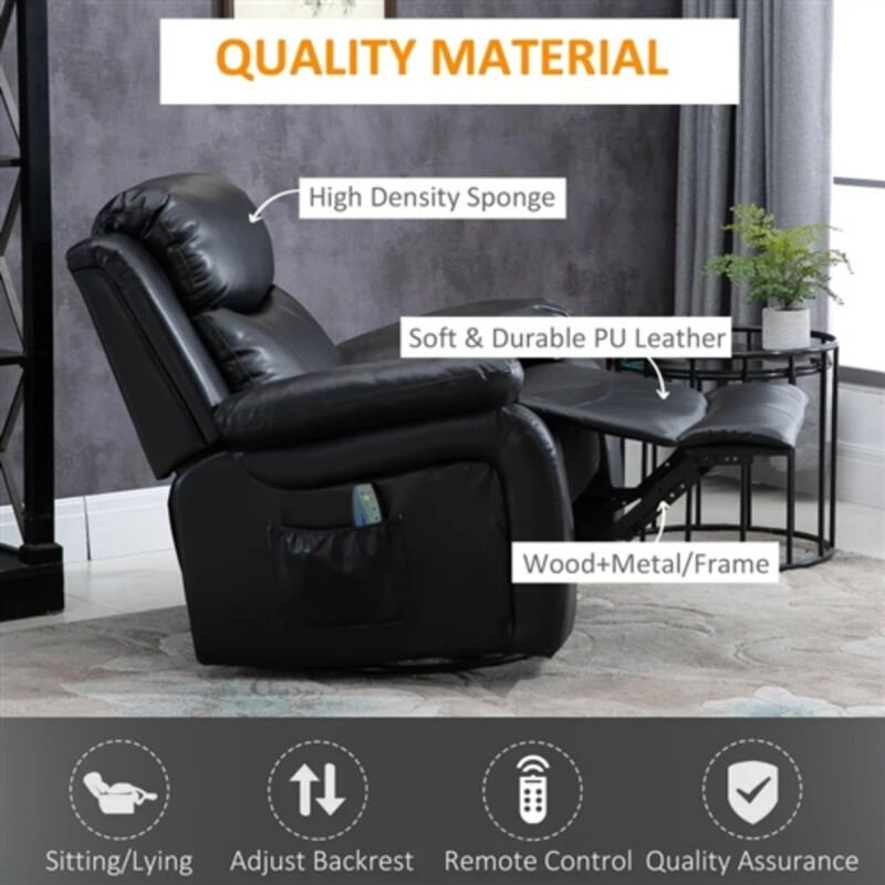 Adjustable Faux Leather Remote Massage Recliner Chair with Footrest – Comfortable & Relaxing