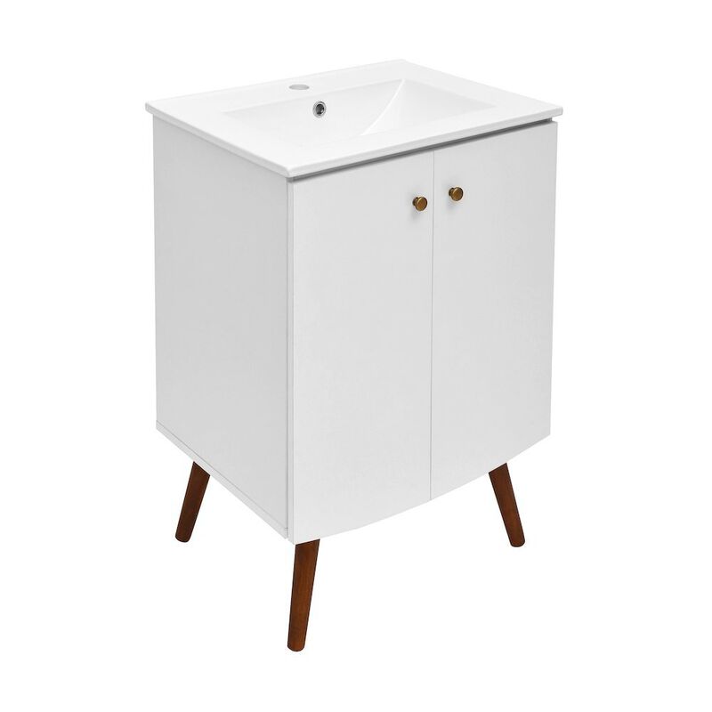 Manoir 24" Freestanding Bathroom Vanity in White with Sink Top image number 7