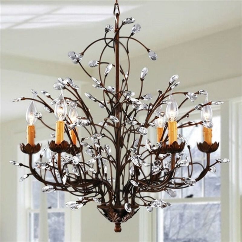 Crystal and Iron Chandelier Light &ndash; Modern Pendant Lighting with Stunning Crystal Detailing