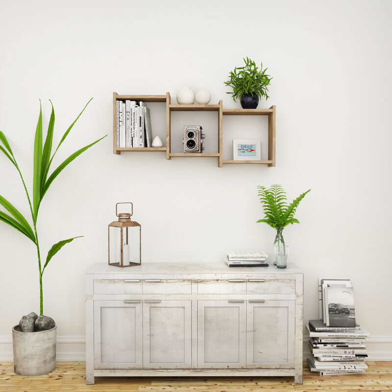 3-Cube Floating Decorative Organizer Wall Shelf with Ledges