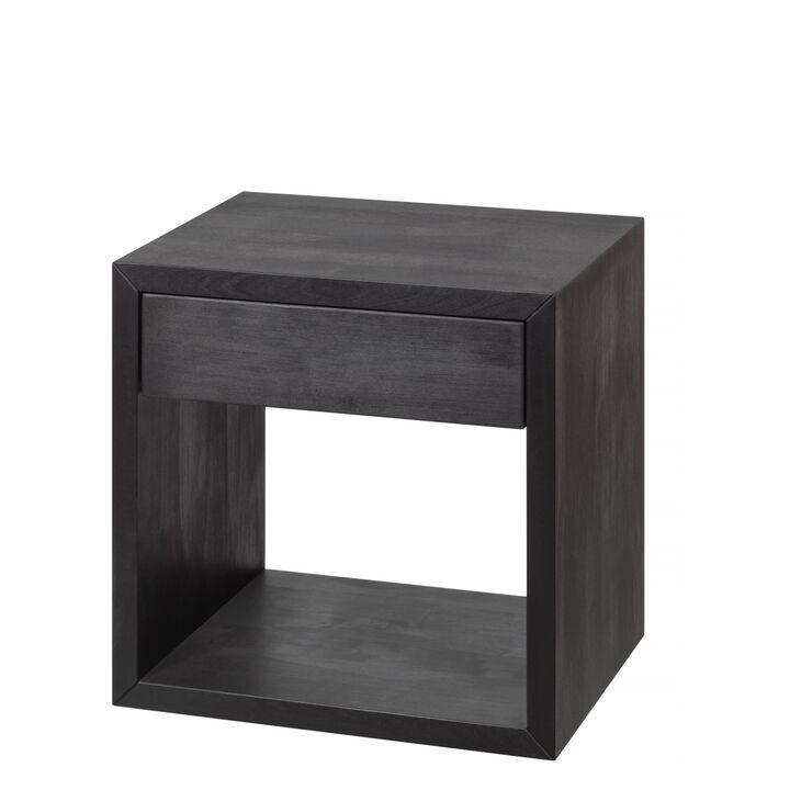 Medium Mid-Century Modern Solid Hardwood Floating Nightstand with Drawer - Bedside Table for Bedroom