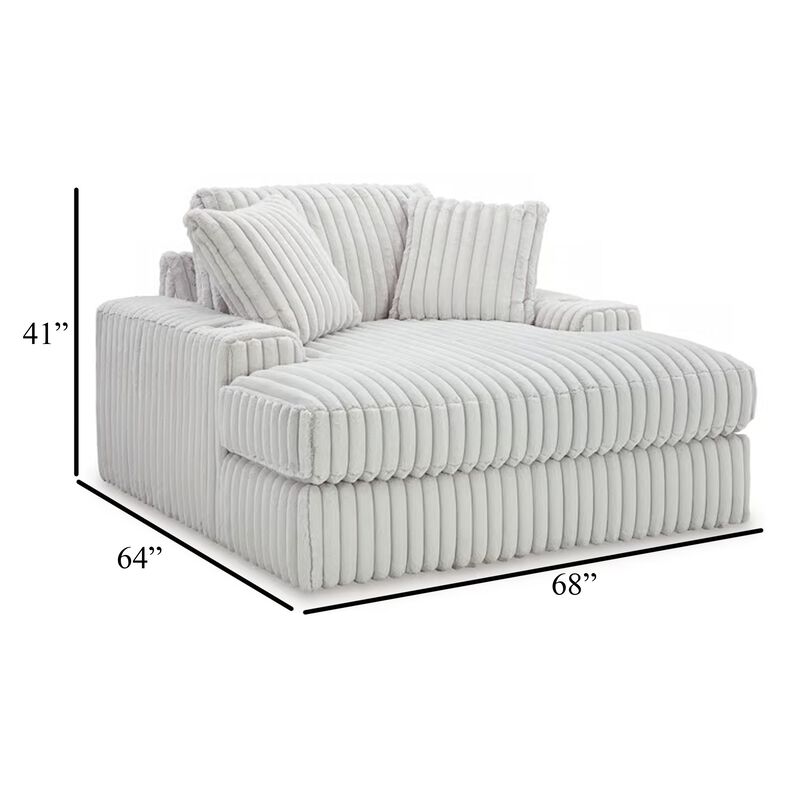 Peno Oversized Lounge Chaise, USB, Light Gray Jumbo Cord Polyester - Benzara