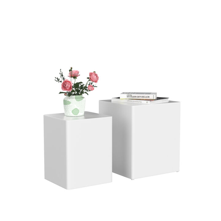 Upgrade MDF Nesting table/side table/coffee table/end table for living room,office,bedroom White，set of 2