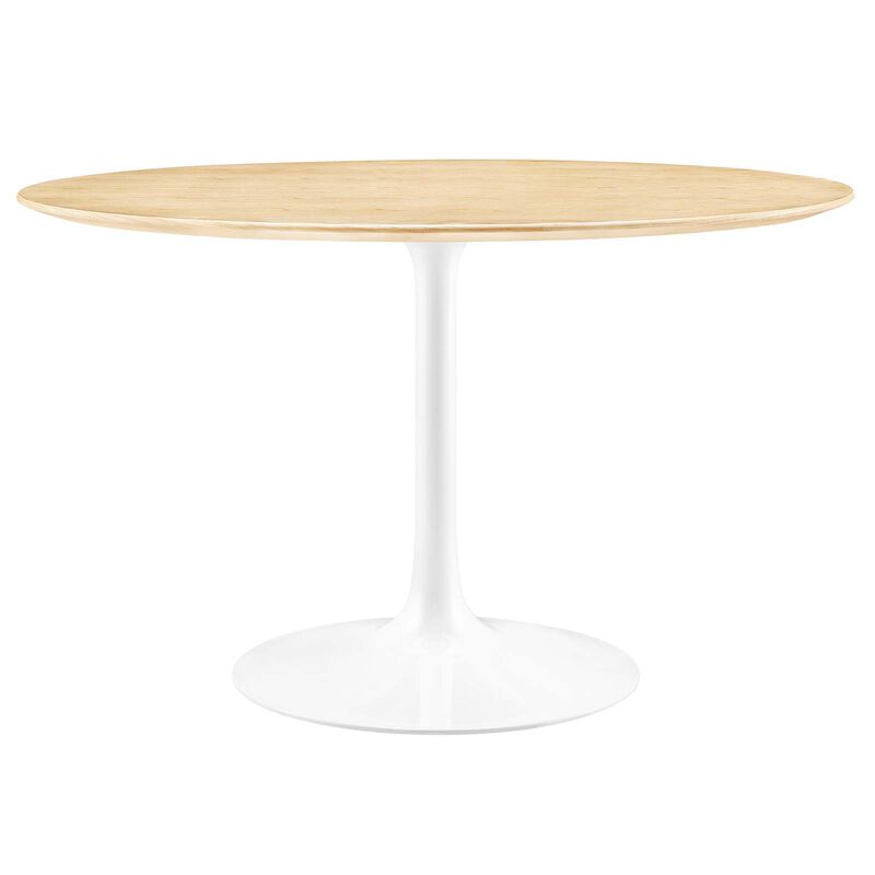 Modway - Lippa 48" Round Wood Grain Dining Table White Natural