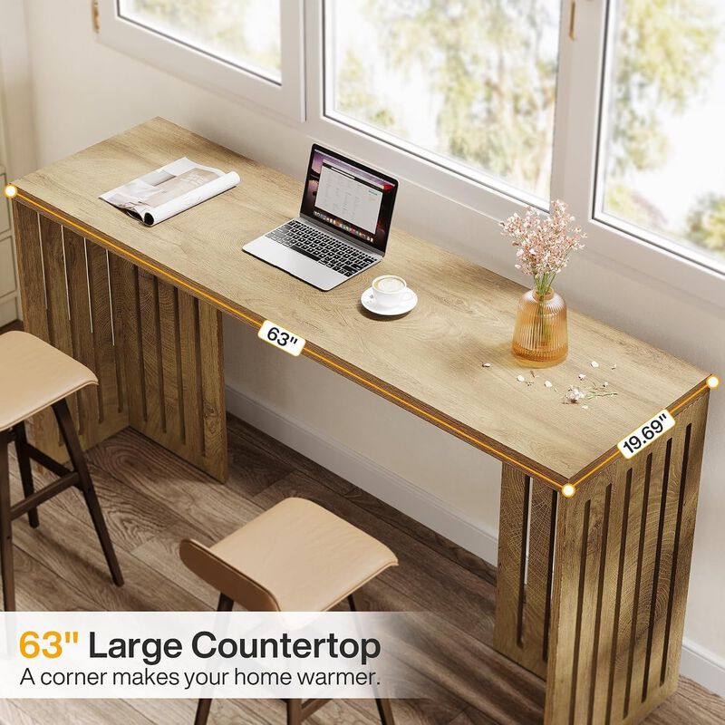 Tribesigns Contemporary Wood Bar Table image number 5