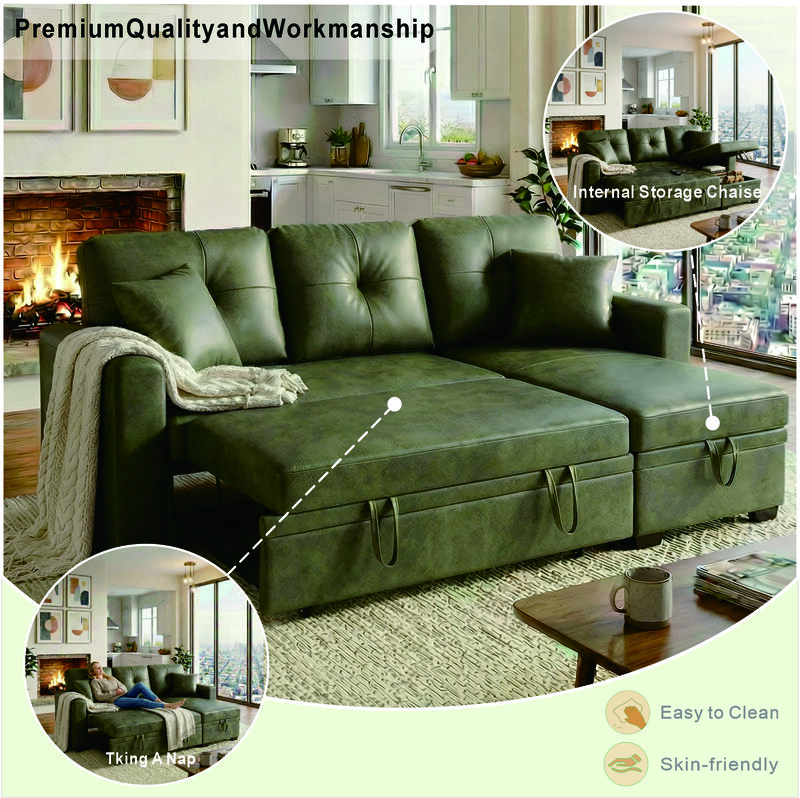 Jomple Foil Fabric Sectional Sleeper sofa image number 2