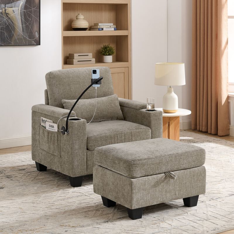 Kurtfo Chenille Accent Chair Set image number 1