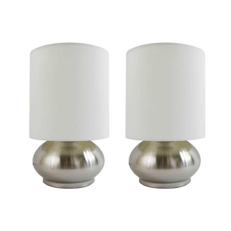 Simple Designs Mini Touch Lamp with Metal Base for Living Room, Bedroom, Entryway - 2 Pack