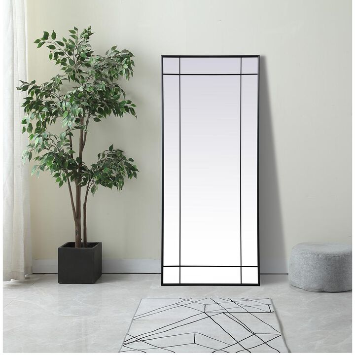 Elegant Decor French Panel Full Length Mirror 30x70 Inch In Black
