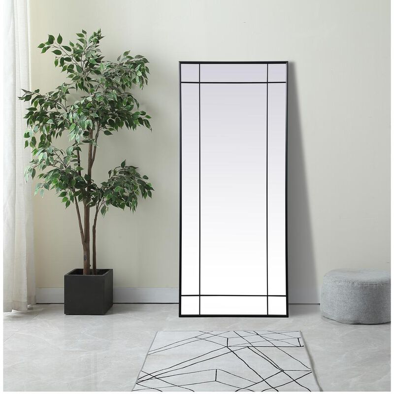 Elegant Decor French Panel Full Length Mirror 30x70 Inch In Black