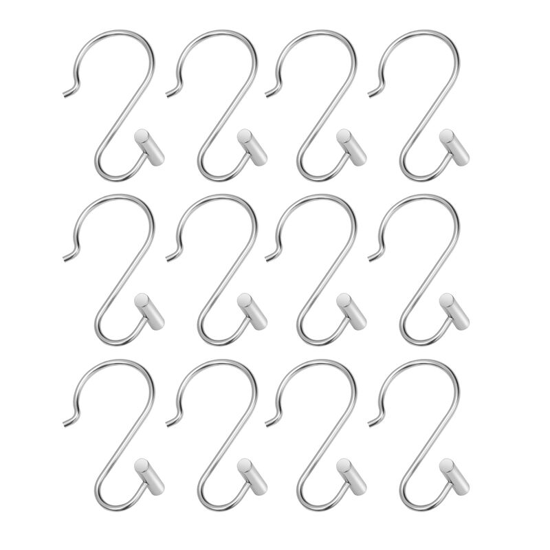 Utopia Alley Rust-Resistant Metal Shower Curtain Hooks with T-bar end, Shower Hooks Hangers for Bathroom, Kitchen Utensils, Curtains, Clothing, Towels etc - Set of 12 image number 3