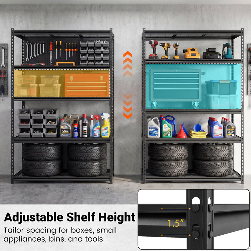 Set of 4 Heavy-Duty 5-Tier Metal Shelves with Adjustable Wire Racks for Storage image number 5