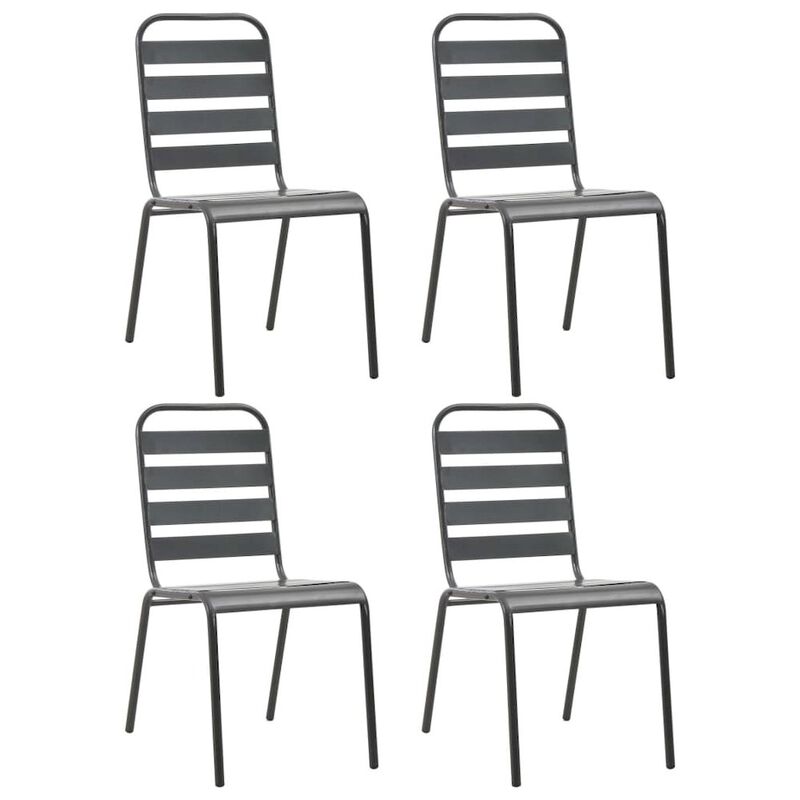 Outdoor Chair Set of 4 Dark Grey E-coated Steel Standard