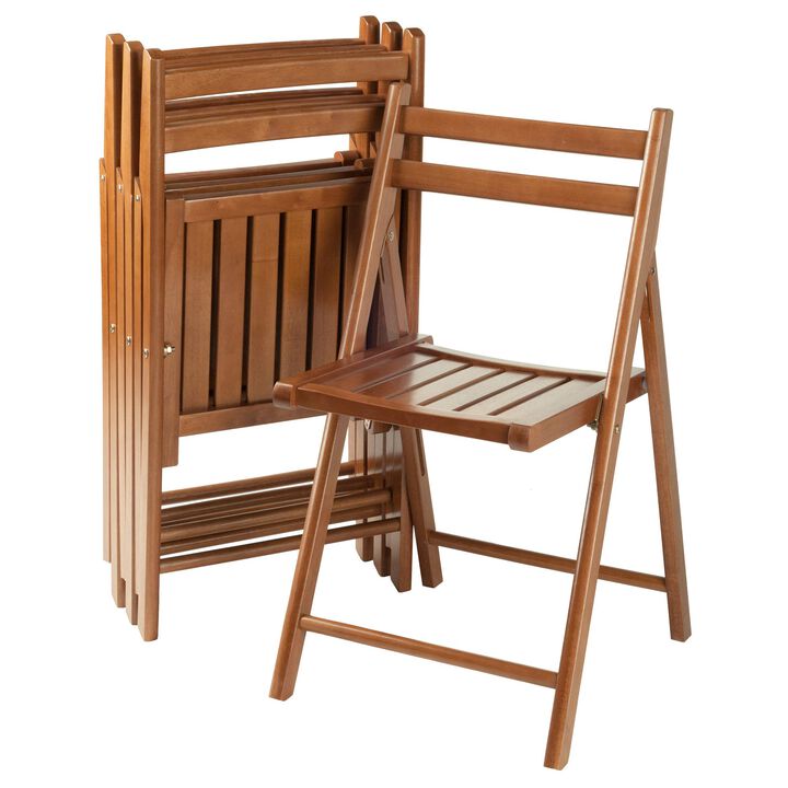 Ergode Elegant Robin 4-PC Folding Chair Set | Walnut Finish | Solid Wood | Compact & Comfortable (Brown)