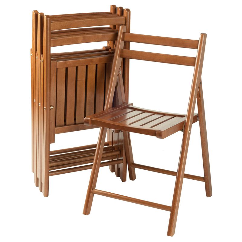 Ergode Elegant Robin 4-PC Folding Chair Set | Walnut Finish | Solid Wood | Compact & Comfortable (Brown) image number 0
