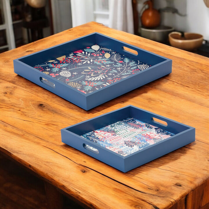 MDF Tray Set of 2 for Rustic Home Storage and Display