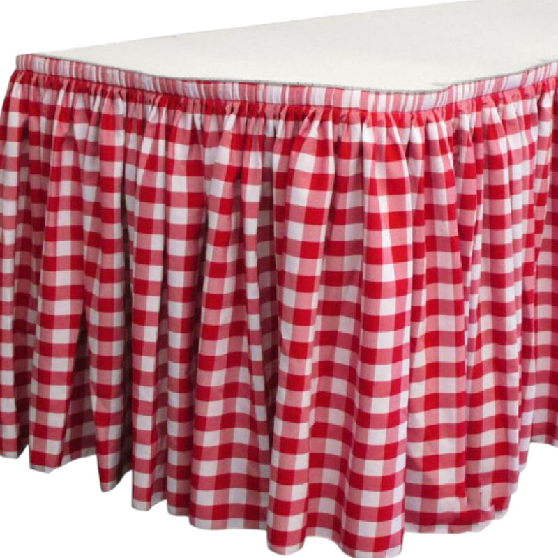 Plaid Checkered Table Skirt with 10 L-Clips for Parties and Banquet Tables image number 1