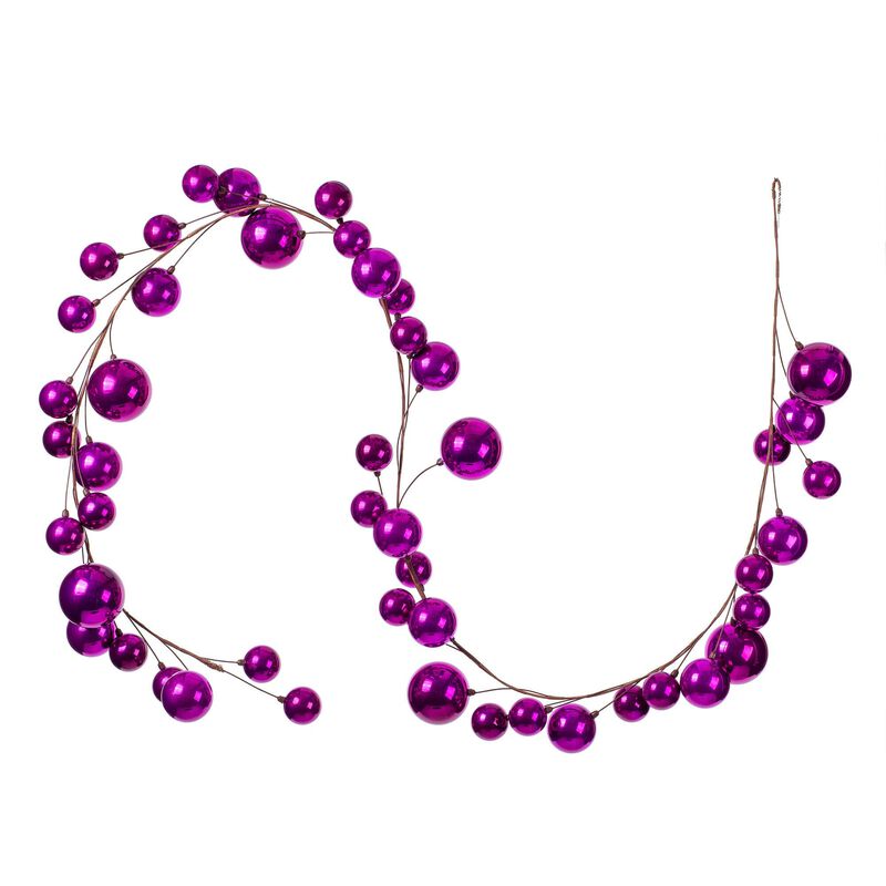 Vickerman 10' Fuchsia Pearl Branch Ball Wire Garland. image number 0