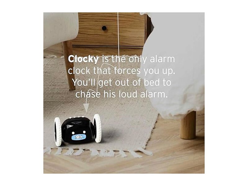 Alarm Wheels Loud Rolling Heavy Wall Clock Black Bedroom Decor image number 2