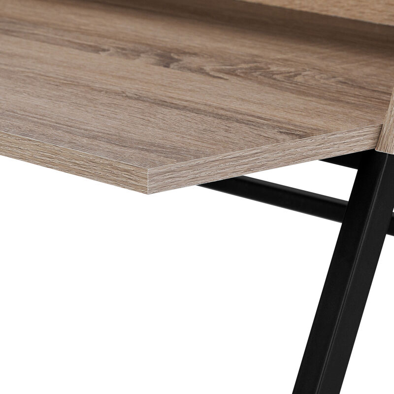 Monarch Specialties I 7546 Computer Desk, Home Office, Laptop, Storage Shelves, 48"L, Work, Metal, Laminate, Brown, Black, Contemporary, Modern